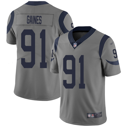 Los Angeles Rams Limited Gray Men Greg Gaines Jersey NFL Football #91 Inverted Legend->los angeles rams->NFL Jersey